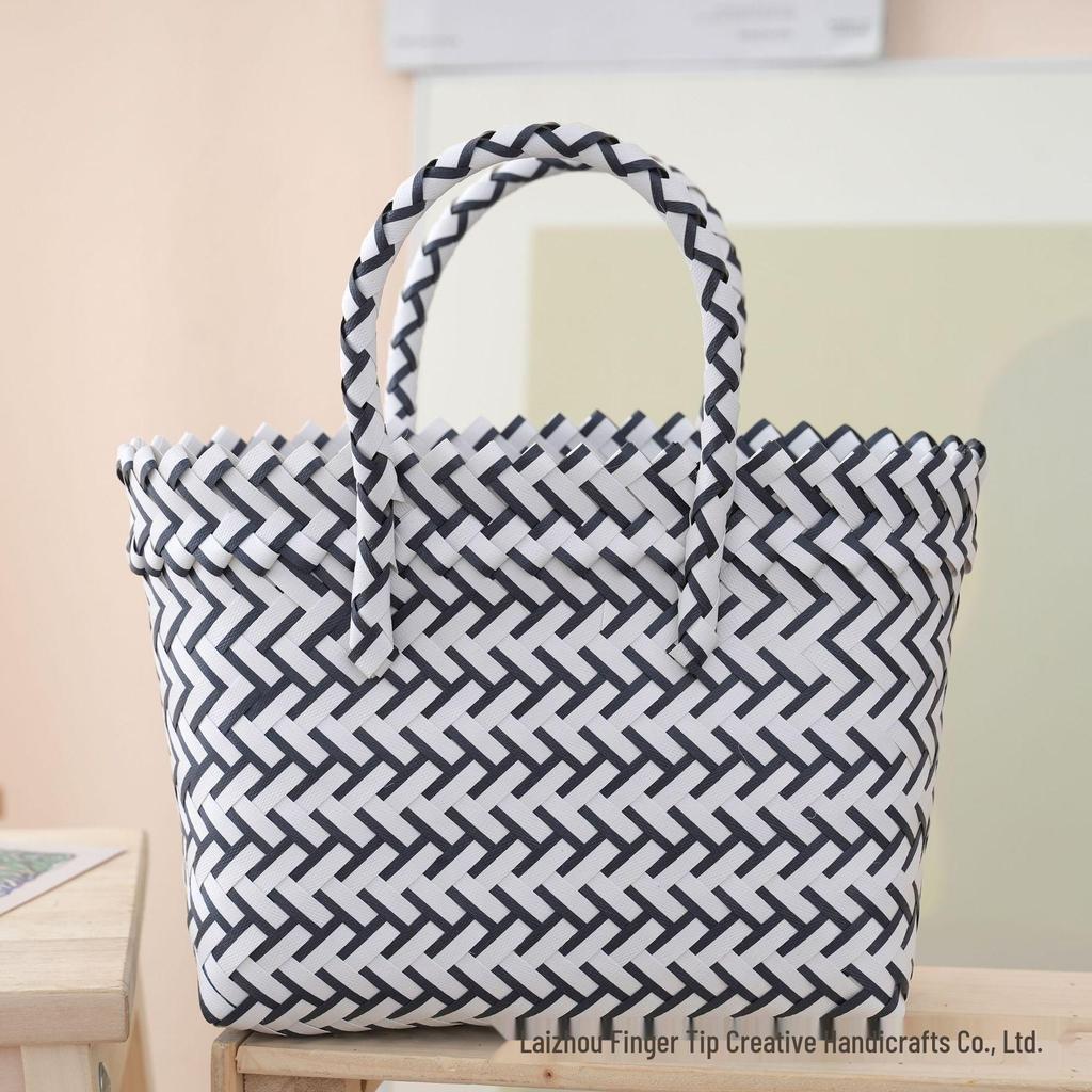 Woven Sausage Puppy Large Capacity Handbag - Cute Vegetable Basket Souvenir Gift for Girls & Commuters