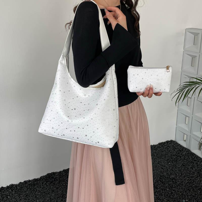 Wind Sequined Star Canvas Bag New Large Capacity Shoulder Bag Simple Versatile Tote Bag