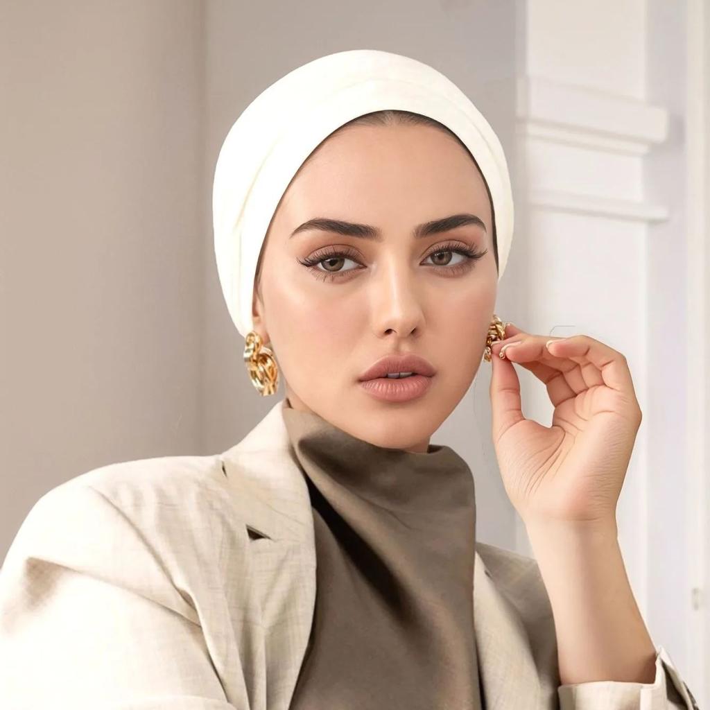 Neue Muslimische Einfarbige Untertücher Kappen Modal Sofort-Hijab Baumwolle Stretch Turban Kappe Islamisches Untertuch Haube Kopftuch Stirnband