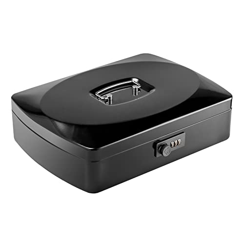 Hachibanya Portable Safe, A4 Size, Dial Lock, for Office and Home Use, Black