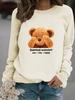 Women's Cartoon Bear Print Long-Sleeve Round Neck Pullover Hoodie - Autumn/Winter Collection