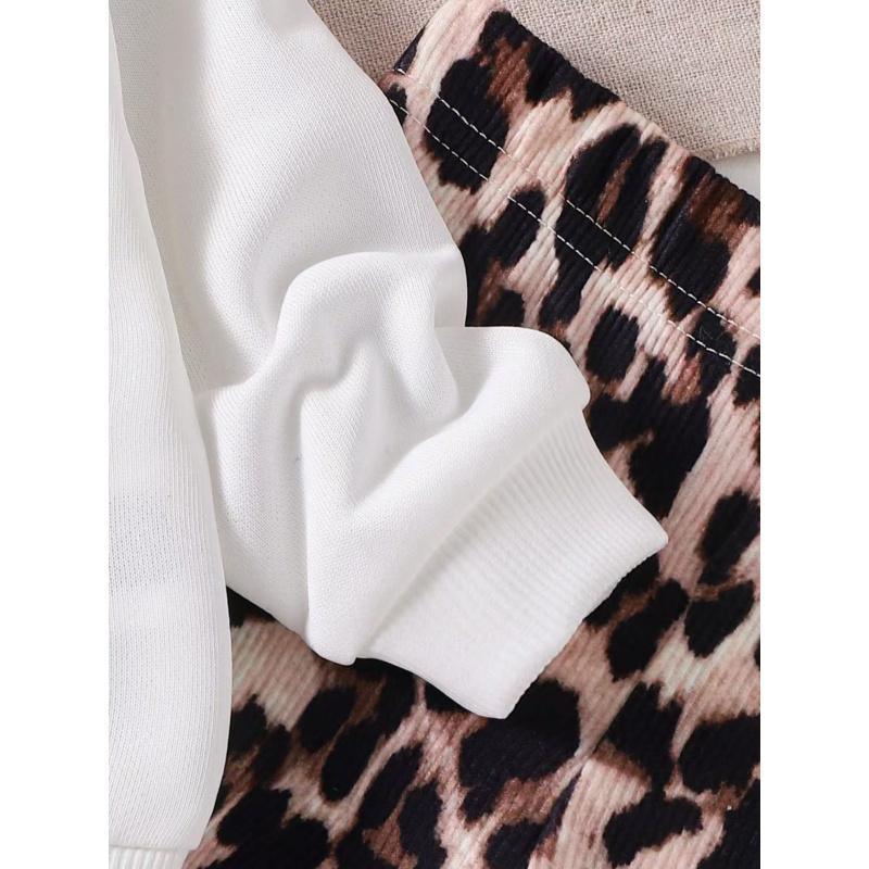 Completo Due Pezzi Top con Fiocco Stampato e Pantaloni a Zampa Maculati abbigliamento per bambini