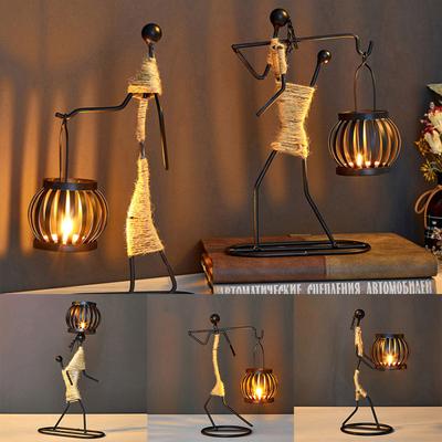 Metal Candle Holder Abstract Character Handmade Vintage Candlestick for Wedding Home Coffee Shop Table Decoration Art Gift