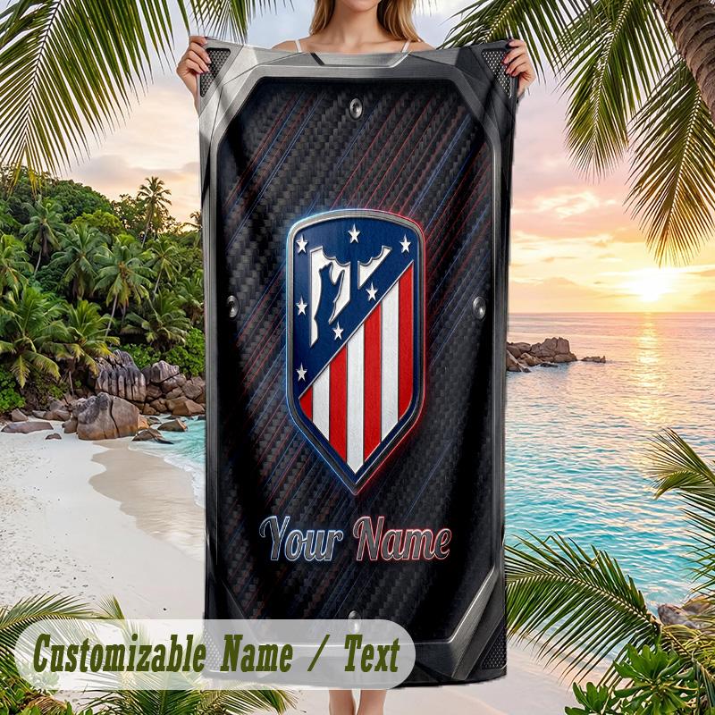 Beach Towel Atletico Madrid Print Custom Name Text Soft Towel for Swimming Pool