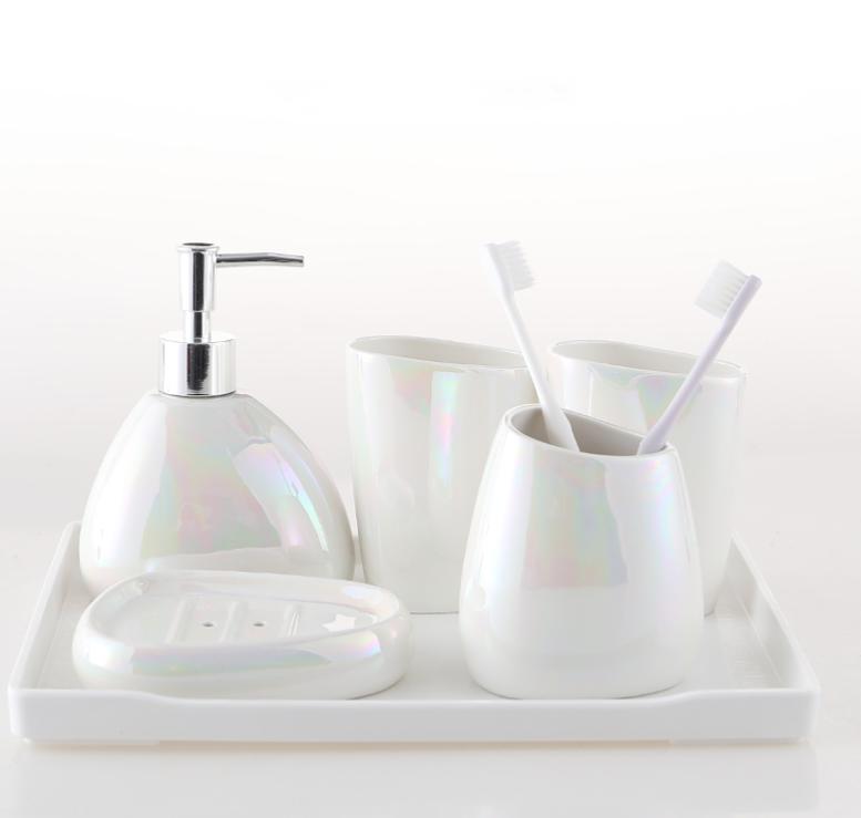 White Marble Texture Bathroom Supplies Toothpaste Dispenser Toothbrush Holder Cotton Swab Box Bathroom Decoration Accessories