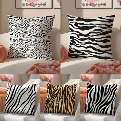 Classic Black and White Zebra Pattern Cushion Cover Linen Cushion Cover Soft Decorative Case for Sofa Home Decor