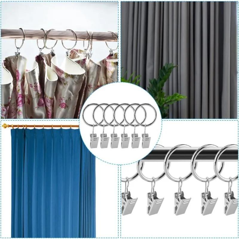 Metall Gardinstångsklämma Rostfria Draperiringar Krokar Hem Badrum Dekorativa Gardinstänger Hängare Hängande Foton Hattar Klämmor