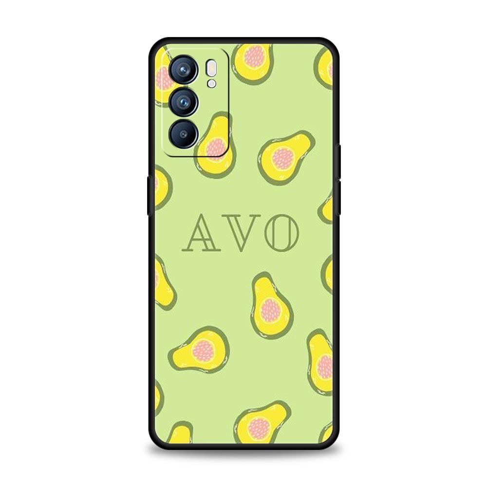 Cute Avocado Phone Case For Oppo A17 A31 A54 A57 A78 A79 A98 Find X5 X6 Reno 6 7 8 10 11 12 13 F Pro 5G Soft TPU Cover Funda Bag