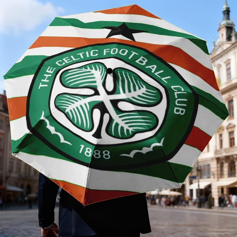1PC Celtic Football Club Crest Printed Umbrella Folding umbrella, automatic umbrella 8-Frame for Travel, camping Fan gifts Christmas Gifts