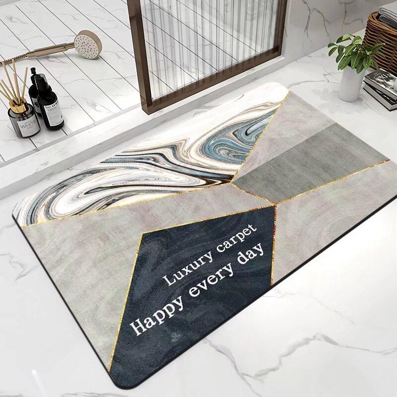 Oil Painting Diatom Mud Cushion Toilet Door Mat Non-slip Absorbent Bathroom Foot Mat Toilet Door Mat Carpet