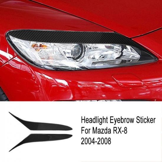 Carbon Fiber Headlight Eyelid Eyebrow Cover Trim For Mazda RX-8 2004-2008