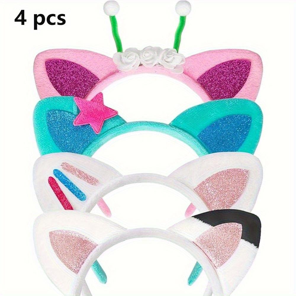 

4 шт. Уникальная повязка на голову с кошачьими ушками, заколки для волос с кошачьими ушками, сладкий наряд с цветными пайетками, женский Хэллоуин Пар 4 pcs