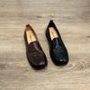 Giant soft first layer cowhide retro loafers women's 2025 spring single shoes genuine leather thick heel one pedal small leather shoes Doudou shoes