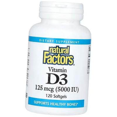 Capsules de vitamine D3, Vitamine D3 5000, Natural Factors 120 gélules (36406050)
