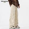 MMOPTOP Cotton Casual Pants for Men, Spring And Summer American Retro High Street Paratrooper Cargo Pants 8381 Off-White L