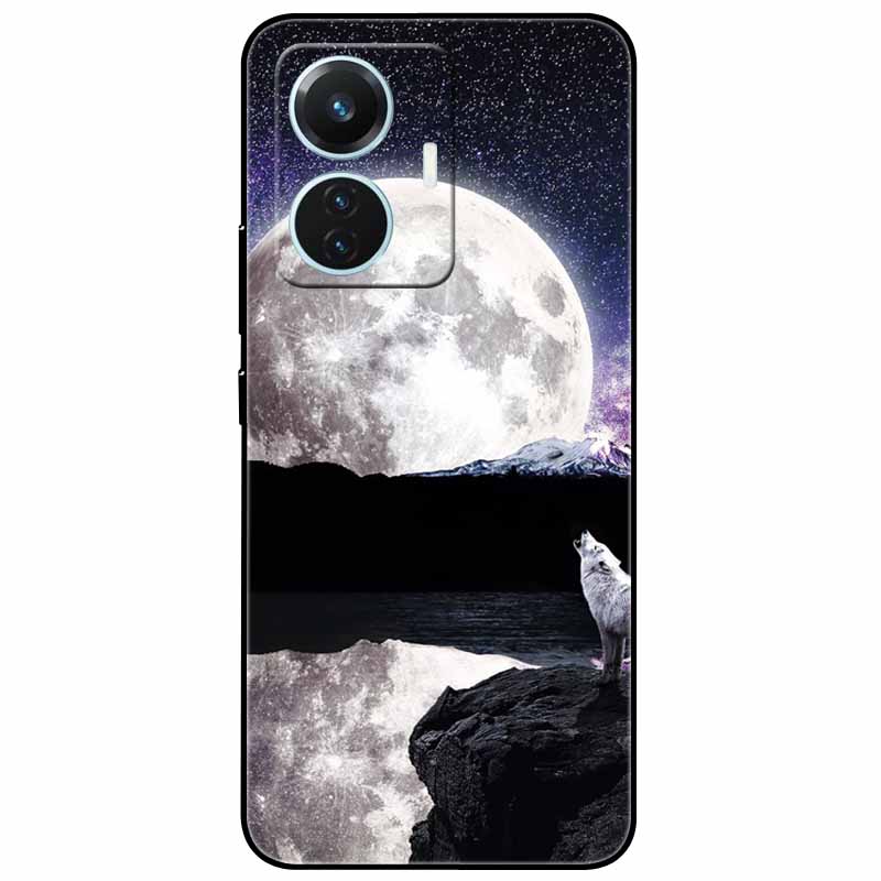 For Vivo T1 4G Case V2153 Covers TPU Black Silicone Starry Moon Cover for Vivo T1 44W Case Shockproof Soft X100 Pro Shells