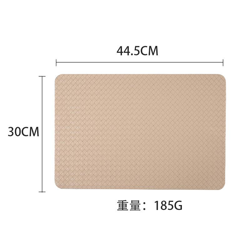 New woven plaid double-sided leather placemat teacup mat waterproof and oil-proof dining table mat western restaurant thermal insulation mat placemat