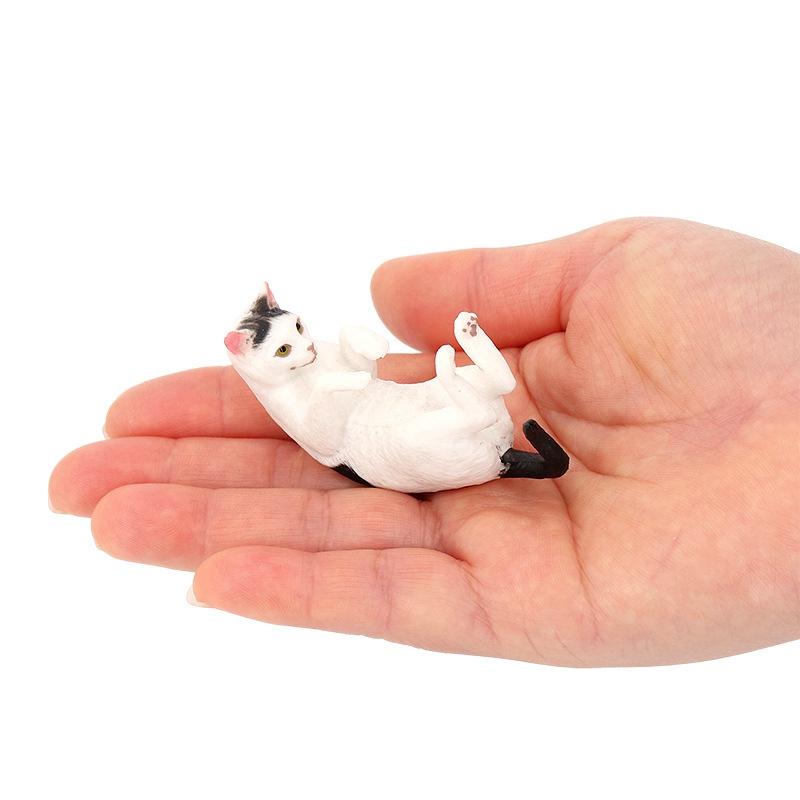 Simulation Animal Cat Model Black And White Cats Ornament Creative Stretching Lazy Kitten Craft Desktop Decoration Handmade