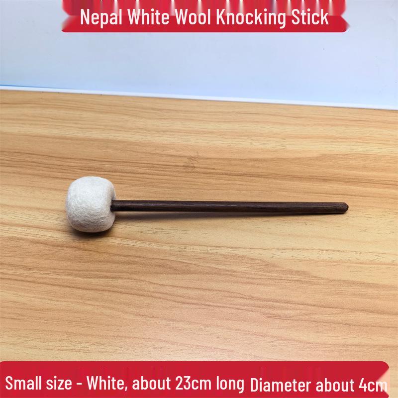 Nyingchi Tibetan Singing Bowl Set: Handmade Wooden Mallet with Leather Wrap for Sound Bowls.