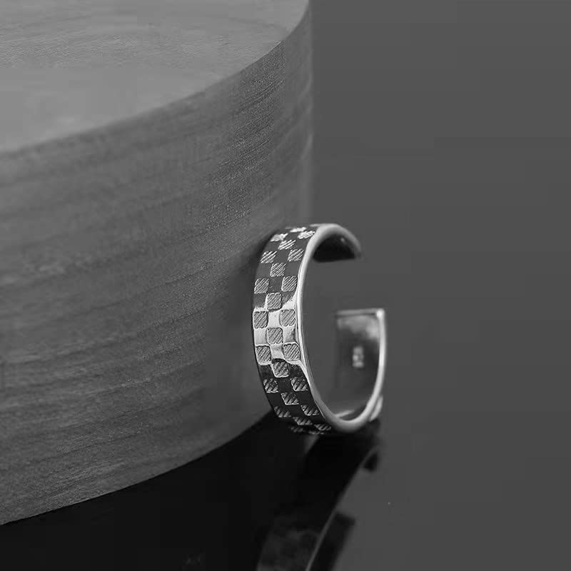 [AREUM] ring men's ring simple plaid pattern Stylish adjustable Opening type No. 15-20 cool Popularity accessories
