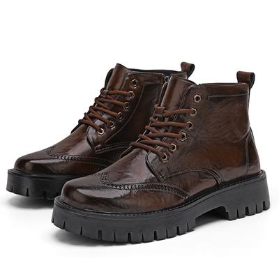 Fashion Italian Casual Leather High Top Boots Comfy Men Ankle Boot Fashion Luxury Brand Men Lace-up Boots New Design Outdoor Hiking Boot