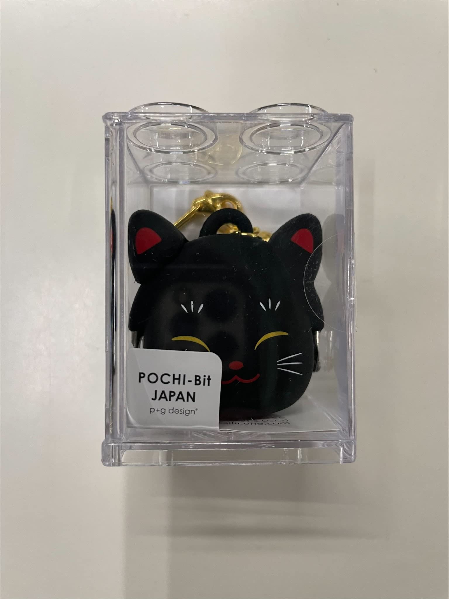 

JAPAN Gamaguchi Key Ring Coin Case Silicone POCHI-Bit Maneki-neko чёрный