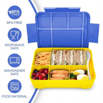 Rechteckige Lunchbox mit Fächern Kinder Auslaufsichere Bento-Box Versiegelte Obstbox Mikrowellenheizung für Arbeiter Studenten