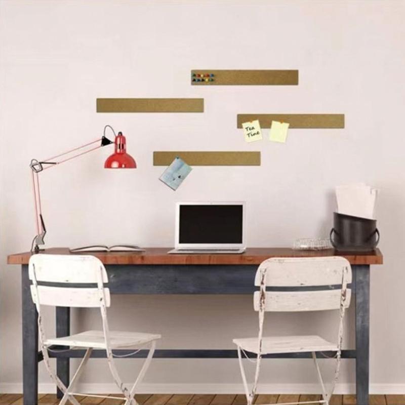 8Pcs Self Adhesive Corkboards for Wall, Long Cork Board Strips Frameless Cork Board Strips for Kitchen Office Display