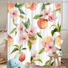 1Pc Watercolor Peach Cherry Blossom Shower Curtain, Polyester Fabric, Machine Washable, With Hooks, Suitable For Bathroom