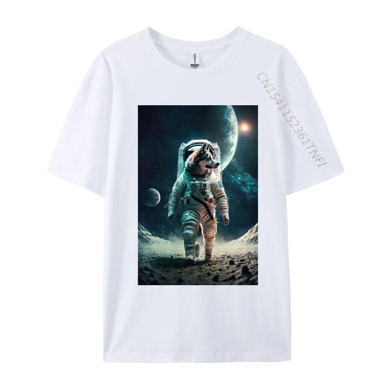 

Astronaut Dog Spacesuit In Space Tshirts Pure Cotton Man Tops Shirt Tops Shirt Designer T Shirt Unique S