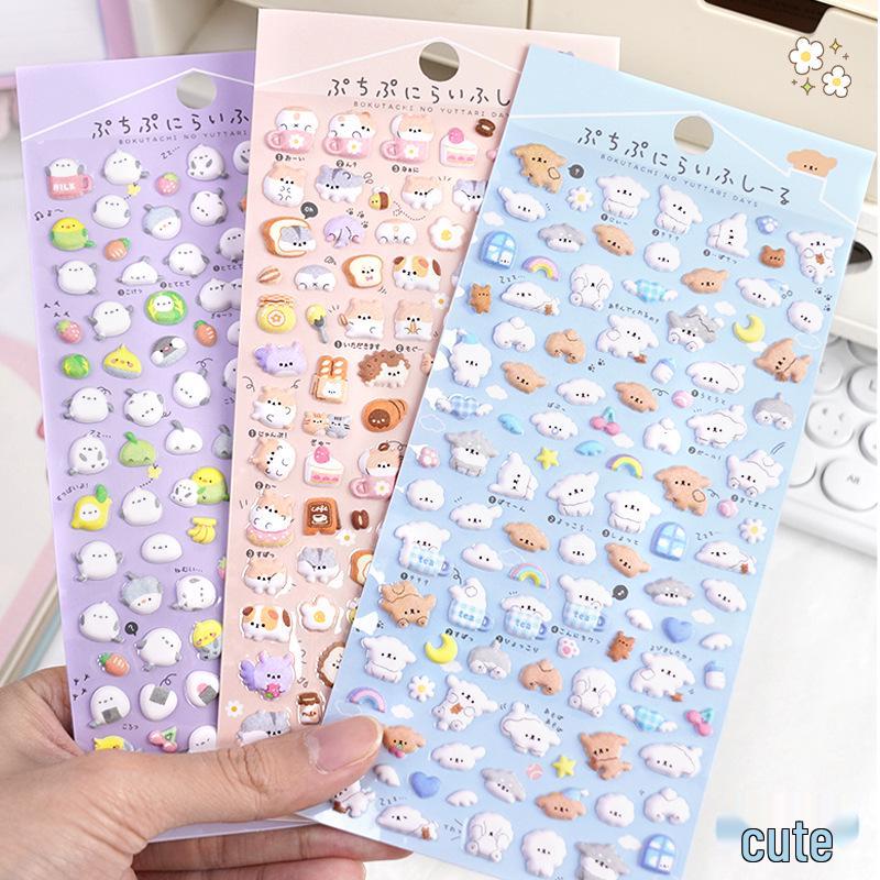 3D Japanese Animal Cartoon Stickers: Chickadee, Hamster, Penguin, Puppy - Kids' Decorative Craft Reward Stickers