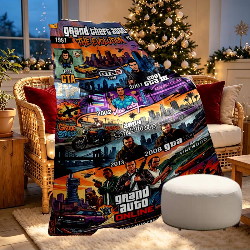 Coperta con Stampa Grand Theft Auto VI - Morbida e Confortevole, per Camera da Letto, Viaggio, Divano, Decorazione Casa - Regalo di Compleanno o Natale per Amico