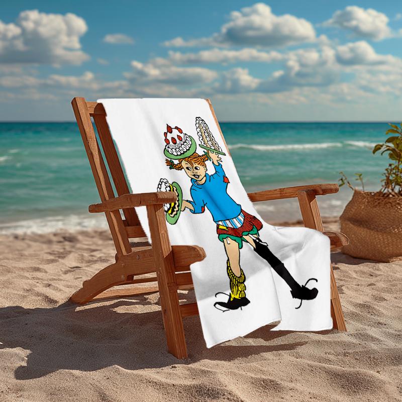 Pippi Longstocking Fashion Beach Towel: Ideal for Summer Adventures Soft, absorbent and quick drying suitable for swimming and bathing