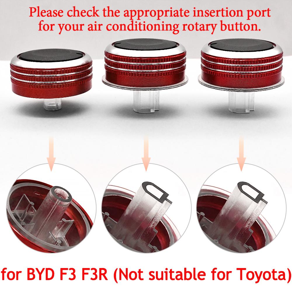 3Pcs Car AC Knob Air Conditioning Knobs Ring Cover Sticker Heat Control Switch Knob Protector for BYD F3 F3R Aluminum Alloy Part