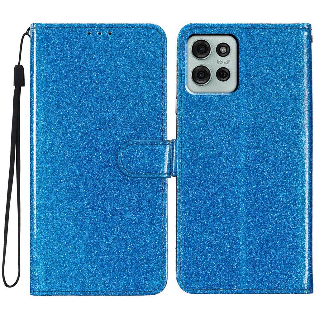 For Motorola Moto G86 5G Lommebokdeksel Glitter Anti-Rippe Lær Støtte Telefondeksel med Stropp