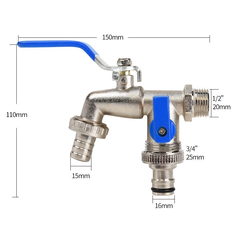 Black-Plated Zinc Alloy Double Outlet Garden Faucet