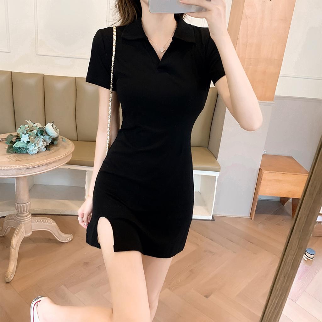 French V-neck bag arm dress women's summer 2026 new small black dress temperament slim sexy Spice Girl skirt