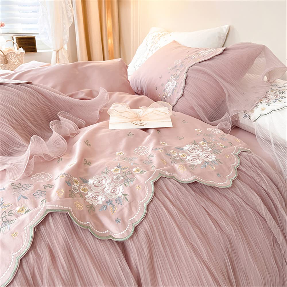 Laikor Duvet Cover Set Bed Duvet and Cotton Bedding Set with Active Suitable for and Lace Size Type 3-Piece/4-Piece (Includes Skirt, Cover,