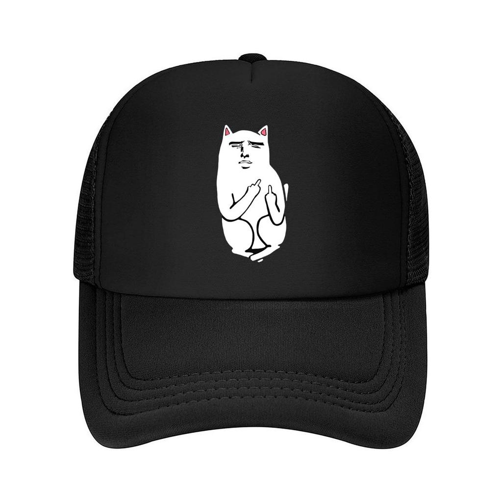 Cat with Devil Horns Meme Fashion Mesh Baseball Cap Breathable Casual Hats Outdoor For Unisexs And Womens