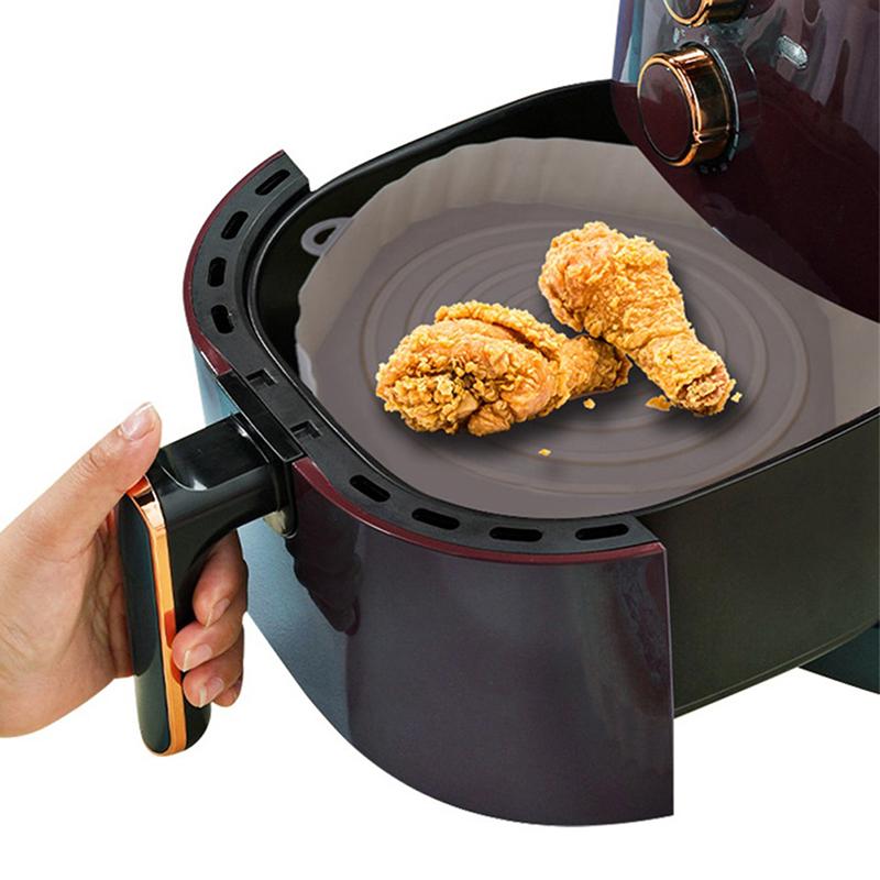 23Cm Air Fryers Oven Baking Tray Fried Chicken Basket Mat Air Fryer Silicone Pot  Replacemen Grill Pan Accessories