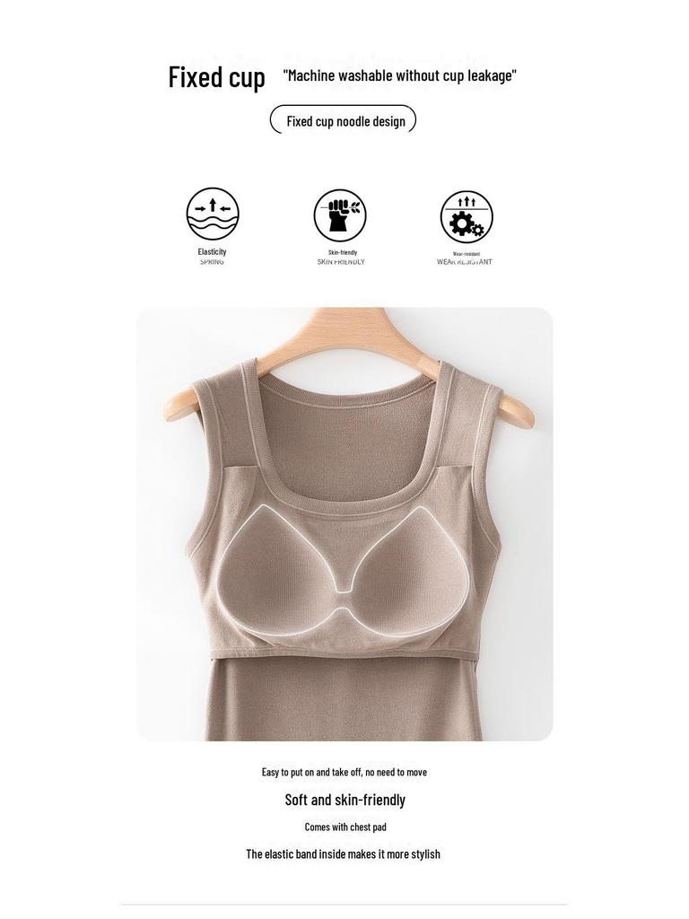 Women's Autumn/Winter Velvet Striped Vest with Chest Pad – Silk Protein, Warm, Versatile for Layering.