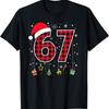 Men's Fun No. 67  Christmas T-Shirt- Red Plaid Christmas Design with Snowflakes Candy Canes, Short Sleeve Round Neck Casual Shirt,Suitable for Holiday
