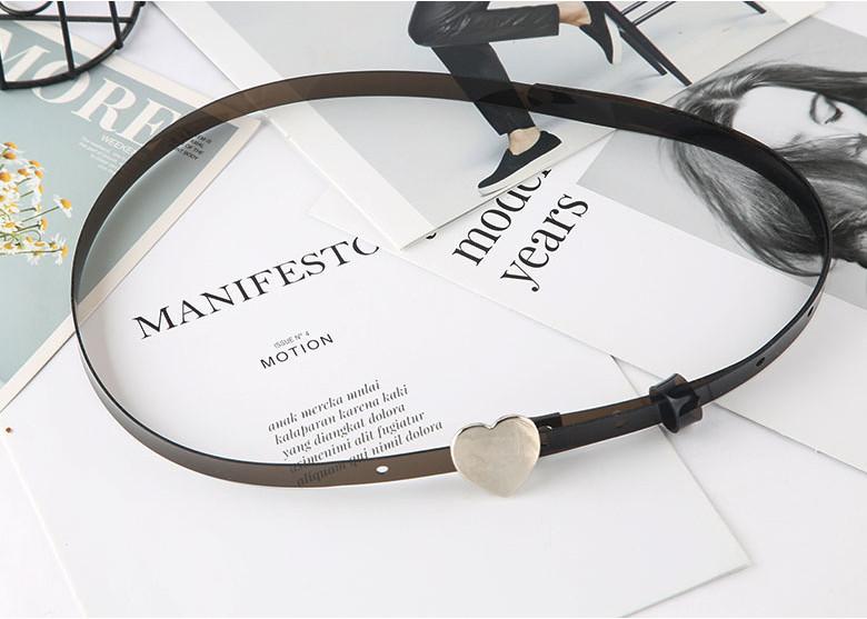 

Transparent Plastic Heart Buckle Belt For Women Casual Korean Style With Love Buckle Fashionable Decoration For Student Jeans Transparent Black