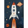 Cartoon Space Rocket Cosmic Planets Animal Astronaut Posters Canvas Printing Wall Art Picture for Playroom Home  Gifts