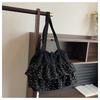 Simple design casual tote bag women's summer new large-capacity lace canvas bag commuter bag