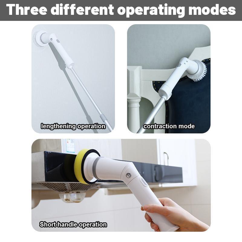 8 In 1 Household Cleaning Brush 2 Gears Cordless Spin Scrubber USB Charge Handheld Cleaning Brush for Bathroom Tub Wall Tiles Floor Kitchen