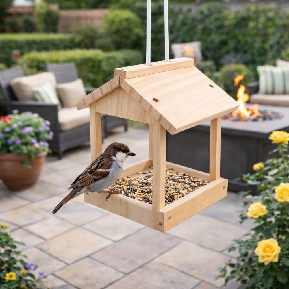 Rustic Hummingbird Feeders Wooden Hanging Birdhouse Pet Supplies Open Bird Feeder  Balcony