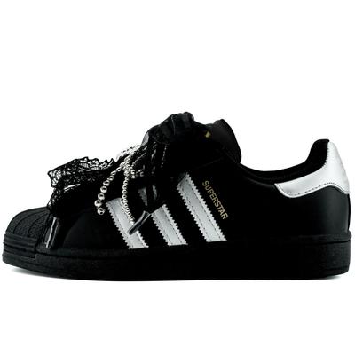 adidas Originals SUPERSTAR Leggere E Traspiranti Scarpe da Skateboard Basse Donna Nero Argento EF5398(Team975-)