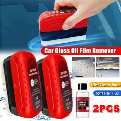 Car Glass Oil Film Remover Powerful Windshield Cleaner Car Glass Sponge Cleaning Brush Water Spots Stain Removal Auto Detailing