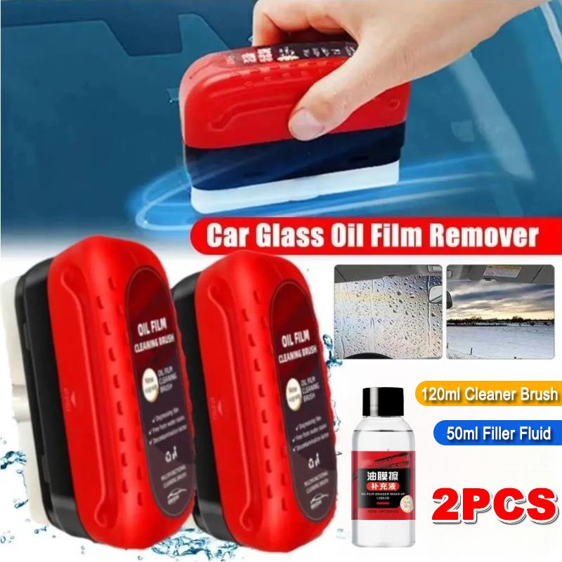 Car Glass Oil Film Remover Powerful Windshield Cleaner Car Glass Sponge Cleaning Brush Water Spots Stain Removal Auto Detailing